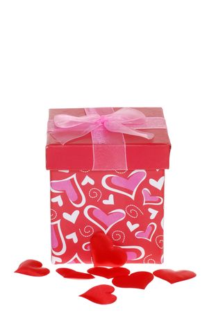 Valentines Gift Box With Red Heartsの写真素材