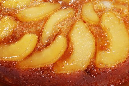 Upside Down Pear Cake Backgroundの写真素材