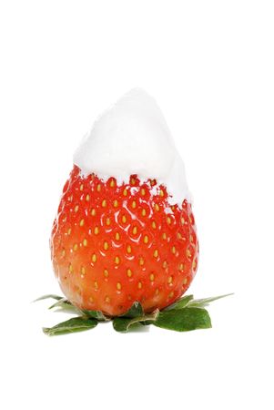 Isolated Strawberry With Whip Creamの写真素材
