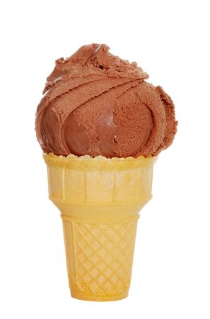 Chocolate Ice Cream In Coneの写真素材