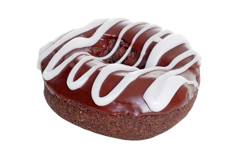 Chocolate Doughnut With Vanilla Icingの写真素材