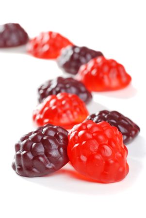 Fruit Gummy Candy In A Line Shallow Dofの写真素材