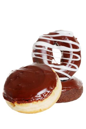 Pile Of Chocolate Doughnutsの写真素材