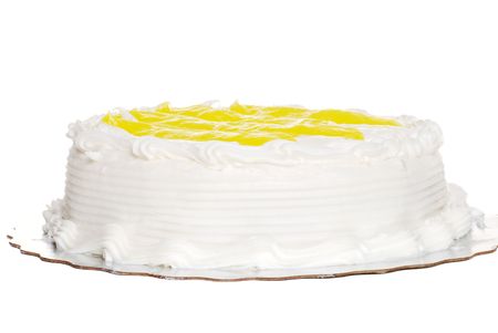 Isolated Vanilla Lemon Cake on a white backgroundの写真素材
