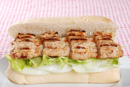 barbecue pork riblet on bunの写真素材