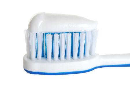 macro toothbrush with paste shallow DOFの写真素材