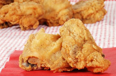 two pieces fried chickenの写真素材