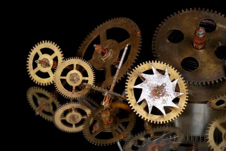 rusty clock gearsの写真素材