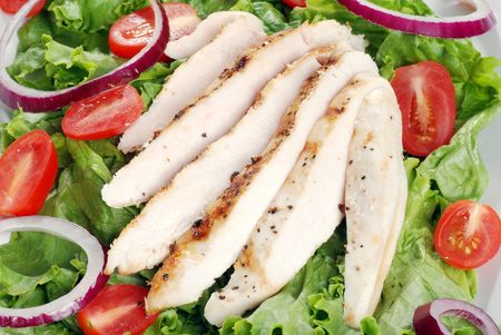 top view grilled chicken saladの写真素材