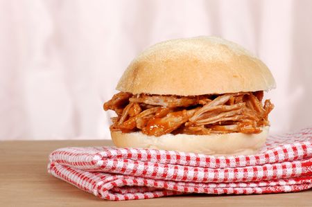closeup barbecue pulled pork sandwichの写真素材