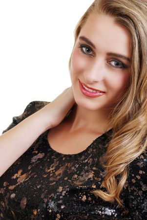 portrait of smiling blond teenagerの写真素材