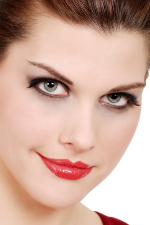 Young woman with red lipstickの写真素材