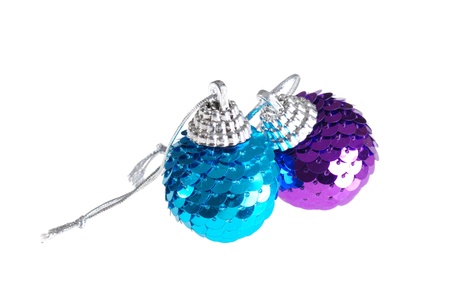 blue and purple christmas ornamentの写真素材