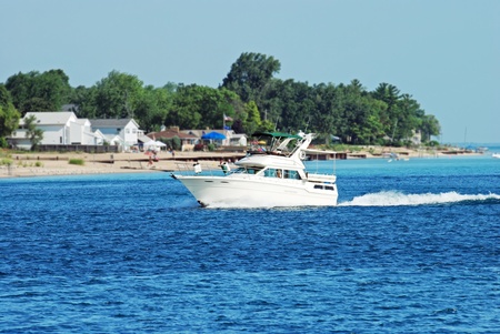 boating by the beachの写真素材