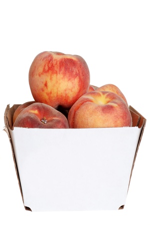 fresh peaches in a boxの写真素材