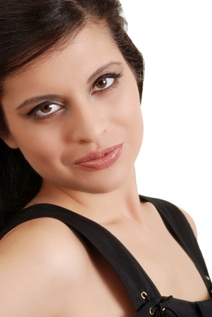 headshot smiling hispanic womanの写真素材