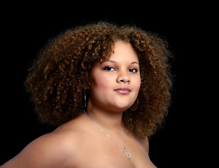 young black woman with diamond heart necklaceの写真素材