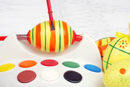 painting easter eggsの写真素材