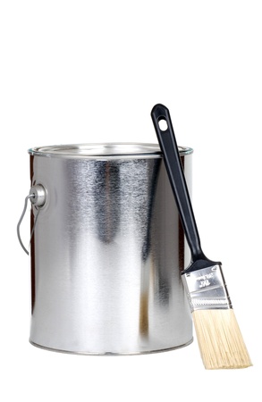 paint can and brushの写真素材
