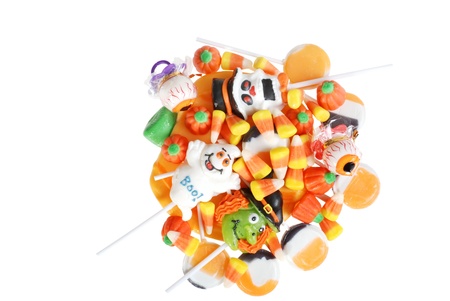 top view assorted halloween candy