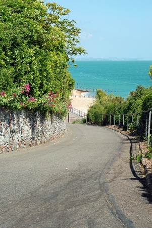 Road with beach view eastbourne englandの写真素材