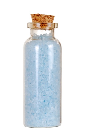 blue bath salts in jarの写真素材