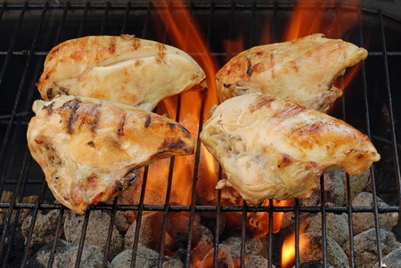four barbecue chicken breastsの写真素材