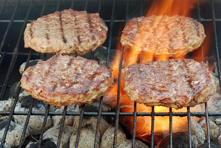 four barbecue hamburgersの写真素材
