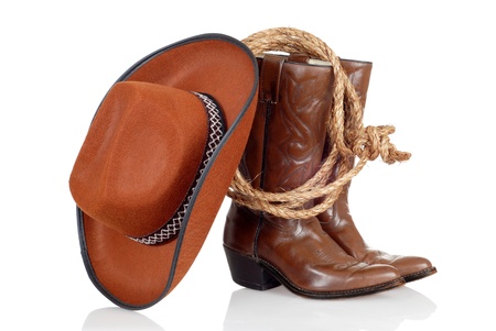 cowboy boots hat and lassoの写真素材
