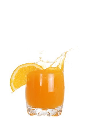 glass of orange juice splashの写真素材
