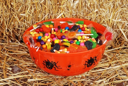 bowl of mixed halloween cadyの写真素材