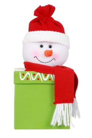 Christmas gift with snowman faceの写真素材