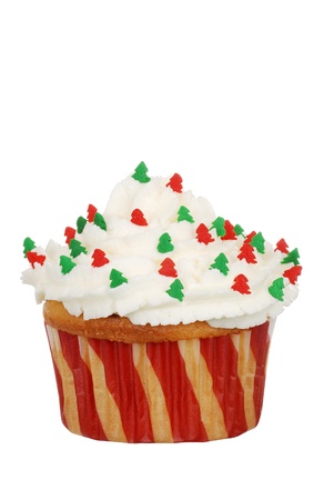 Isolated christmas tree cupcakeの写真素材