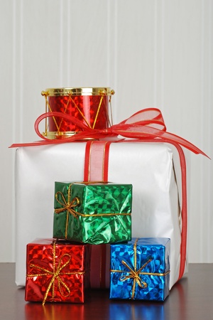 Christmas present pileの写真素材