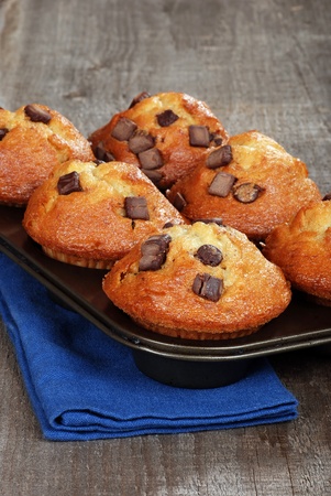 chocolate chunk banana muffinsの写真素材