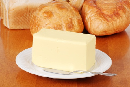 Pound of butter with breadの写真素材