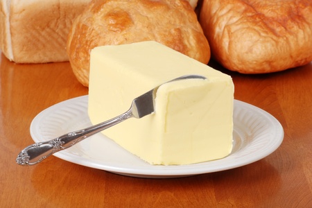 Butter with knifeの写真素材