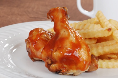 Chicken legs with barbecue sauceの写真素材