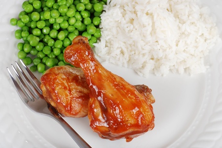 Top view barbecue chicken with vegetablesの写真素材