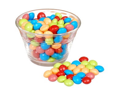 bowl of colorful fruit candyの写真素材