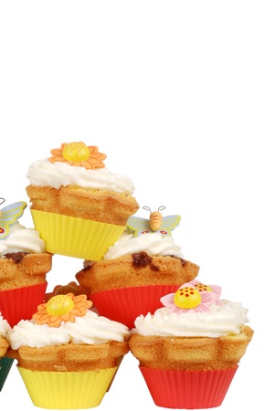 Stack of spring cupcakesの写真素材