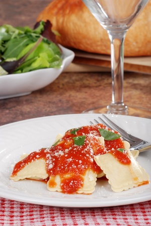 Ravioli with a forkの写真素材