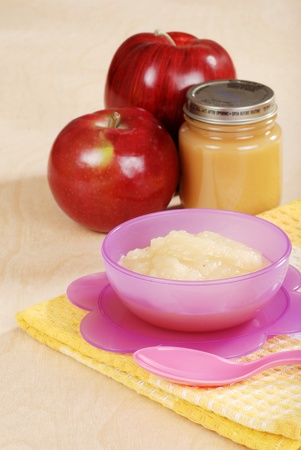 Fresh bowl baby apple sauceの写真素材