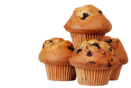 Isolated pile of blueberry muffinsの写真素材