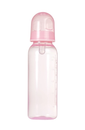 Isolated pink baby bottleの写真素材