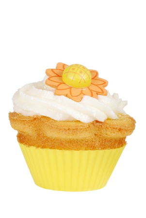 Isolated yellow flower cupcakeの写真素材