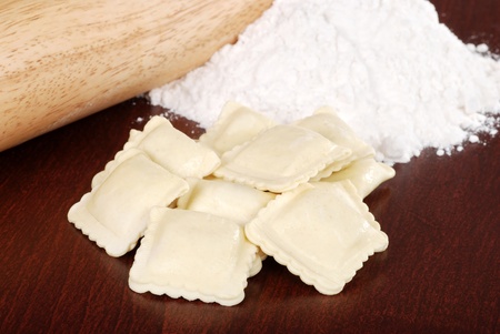 Fresh uncooked ravioliの写真素材