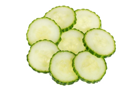 Isolated cucumber slicesの写真素材
