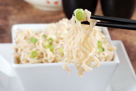 closeup of Asian noodlesの写真素材