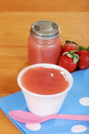 top view strawberry baby foodの写真素材